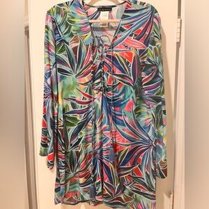 La Blanca Multicolor Tropical Lace-Up Swim Tunic